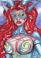 Tarot, Witch of the Black Rose Original Sketch Card Painting by Chris McJunkin picture