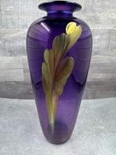 Douglas J. Becker Vase Signed U.S. Art Glass 1994 Hand Blown Iridescent 8” picture