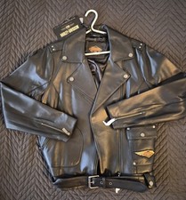 Harley-Davidson 120th Anniversary MotorClothes Black Lambskin Leather Jacket L picture