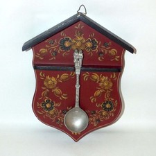 Vintage Hindeloopen Folk Art Spoon Rack Pewter Bridal Wedding Spoon picture