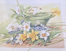 '95 Hallmark Marjolein Bastin Nature's Sketchbook Poster  Spring Daffodils & Bee picture