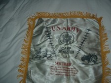 Vintage US Army CAMP LIVINGSTON LA  Satin Sweetheart Throw Pillow Cover 18 x 1 8 picture