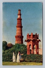 India- Delhi Qutab Minar Towering Landmark Postal Old Card PC Vintage Postcard picture