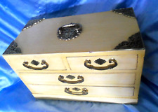 Vintage Oriental Ivory White Wooden Jewelry Box picture