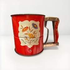 Vintage Androck Hand-I-Sift Flour Sifter, Red Handle, Made in USA, Works picture