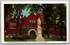 Spaulding High School Campus Robert Burns Monument Barre Vermont UNP Postcard picture