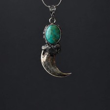 Handcrafted From A Real claw, 925 Sterling Silver Pendant natural Turquoise picture