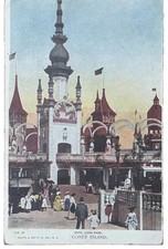 c.1903–1907 Luna Park Café Coney Island New York Antique Color Postcard picture