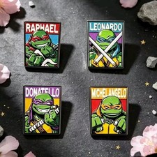 4pc TEENAGE MUTANT NINJA TURTLES TMNT PIN SET metal enamel lapel lot turtle pins picture