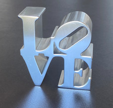 VTG 70s Robert Indiana LOVE Heavy Solid Metal Paperweight Art Sculpture MCM 10oz picture