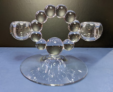 Vintage Pair Clear Bubble Glass Candlestick Holders Imperial Candlewick 1940s picture