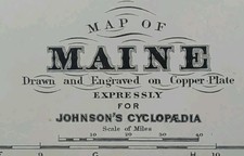 Antique 1885 MAINE Map ~ Authentic Old Original AJ JOHNSON COPPER PLATE picture