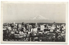 Seattle WA & Mt. Rainier Real Photo RPPC c1947 Postcard Washington picture