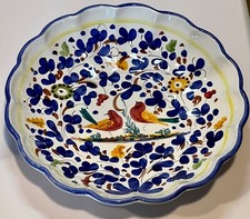 Deruta Fima Italy Vtg. Pottery Hanging Bowl Birds Excellent Used Condition 12” picture