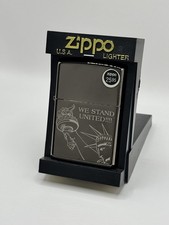ZIPPO 2001 WE STAND UNITED STATUE MIDNIGHT CHROME LIGHTER SEALED IN BOX 633 picture