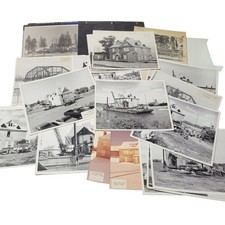 Vintage Black White Photo Lot Schoolcraft House Barge Old Bingham St Bridge picture