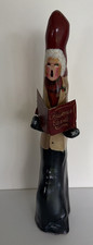 Vintage Cypress Knee Hand Painted Folk Art Christmas Caroler Girl ~ 12 1/4