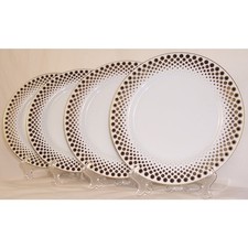 Mikasa Narumi Embassy 5879 Dinner Plates Vintage Japan Gold Dotted Rim Set of 4 picture