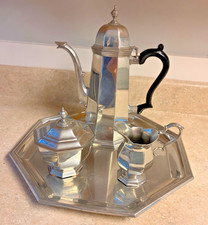 Vintage Kirk Stieff Pewter Tea and Coffee Serving Set - With Tray & Box picture
