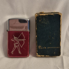 Rare Vntage Park Lighter Red/Silver with Original Guarantee Paper and Box 1960s  picture