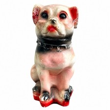 Antique 1920s 1930s Carnival Chalkware Pit Bull Dog Coin Bank Folk Art Bulldog picture
