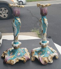 Antique Beautiful France pair of Porcelain Candlestick picture