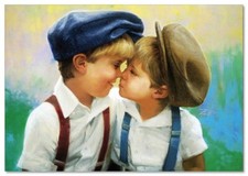 Lovely children-flowers of life Best friends Boys KIDS ART NEW modern Postcard picture