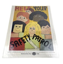 Vintage AAA Club DOUBLE SIDED Help Your Safety Patrol 16”x20” Laminated Poster￼ picture