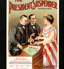 President McKinley vs Bryan Suspenders 1900 Election Columbia Ad Trade Card j.US picture