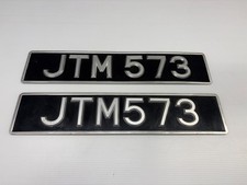 Pair of Vintage 1950s British License Plates - JTM 573 picture