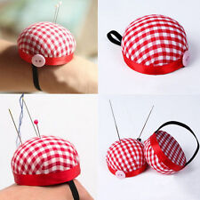 Plaid Grids Needle Sewing Pin Cushion Wrist Strap Tool Button Storages H-OR picture