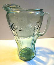 1999 Coca-Cola Georgia Green & Clear Glass Pitcher 65 oz/1.92L Made in USA picture