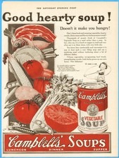 1925 Hammer Throw Campbell's Vegetable Soup Good Hearty Soup 1920's Kitchen Ad picture