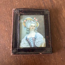 Antique Victorian Lady Portrait Wall Plaque Ornate Gold Frame Marie Antoinette picture