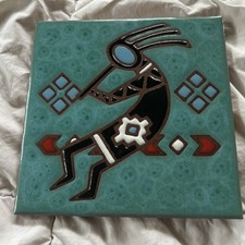 Vintage Earthtones Art Tile Kokopelli 6X6 Coaster Trivet Wall Decor 1999 picture