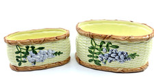 VTG 1991 CBK LTD Floral Basket Pottery Planter Farmhouse Oval Bowls Decor picture