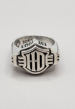 Vintage Solid 925 Sterling Silver Harley Davidson HD Mens Signet Ring Size 13.75 picture
