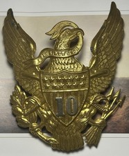 M1881 10th CAVALRY/ORIGINAL GOLD GUILDING TO HELMET PLATE/BUFFALO SOLDIERS/RARE picture