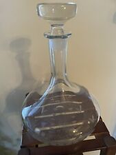 Vintage Etched Clipper Ship Nautical Clear Glass Liquor Wine Decanter w/Stopper picture