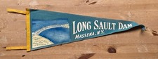 Vintage Long Sault Dam Massena New York 26 Inch Felt Pennant Early Old picture
