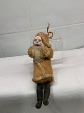 Vintage Felt Cloth Plaster Face Santa Tree Ornament 4