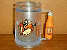 BUCKAROO BREW TALL PLASTIC FREEZER MUG RODEO BUCKING HORSE BEER BOTTLE HANDLE picture
