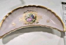Lefton half moon courting couple porcelain pink vanity dish Vintage Pink Trinket picture