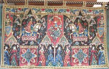 Vtg French Tapestry Quilted Coat of Arms Renaissance Antique Medieval Hanging picture