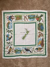 Beautiful Vintage Colorful Souvenir New Zealand Linen Tablecloth Map Landmarks 3 picture