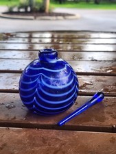 Vintage CMG 1985 Signed Art Glass Perfume Bottle W/ Stopper Cobalt Blue Cecil picture