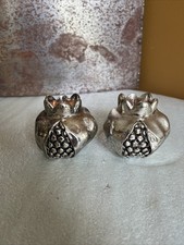 Vintage Karshi Jerusalem Pomegranate 925 Silver Clad Candlestick Holders-patina picture