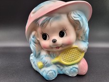 1950s Japan Vintage Napcoware Ceramic Puppy  Planter With Tennis Racket picture