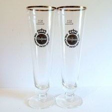 Warsteiner Premium Pilsner Glasses Set Of 2 0.3L Germany Crystal 9in Fluted picture