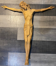 *** VINTAGE NUNS CONVENT LARGE WOOD CRUCIFIX CORPUS 27.75” X 28.5